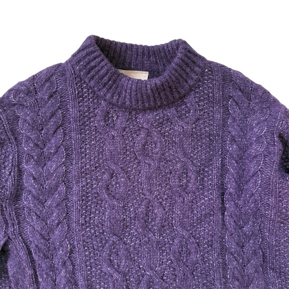 Everlane Cloud Cable Knit Merino Pima Alpaca Wool Crew Neck Sweater Purple Ink - Picture 6 of 9